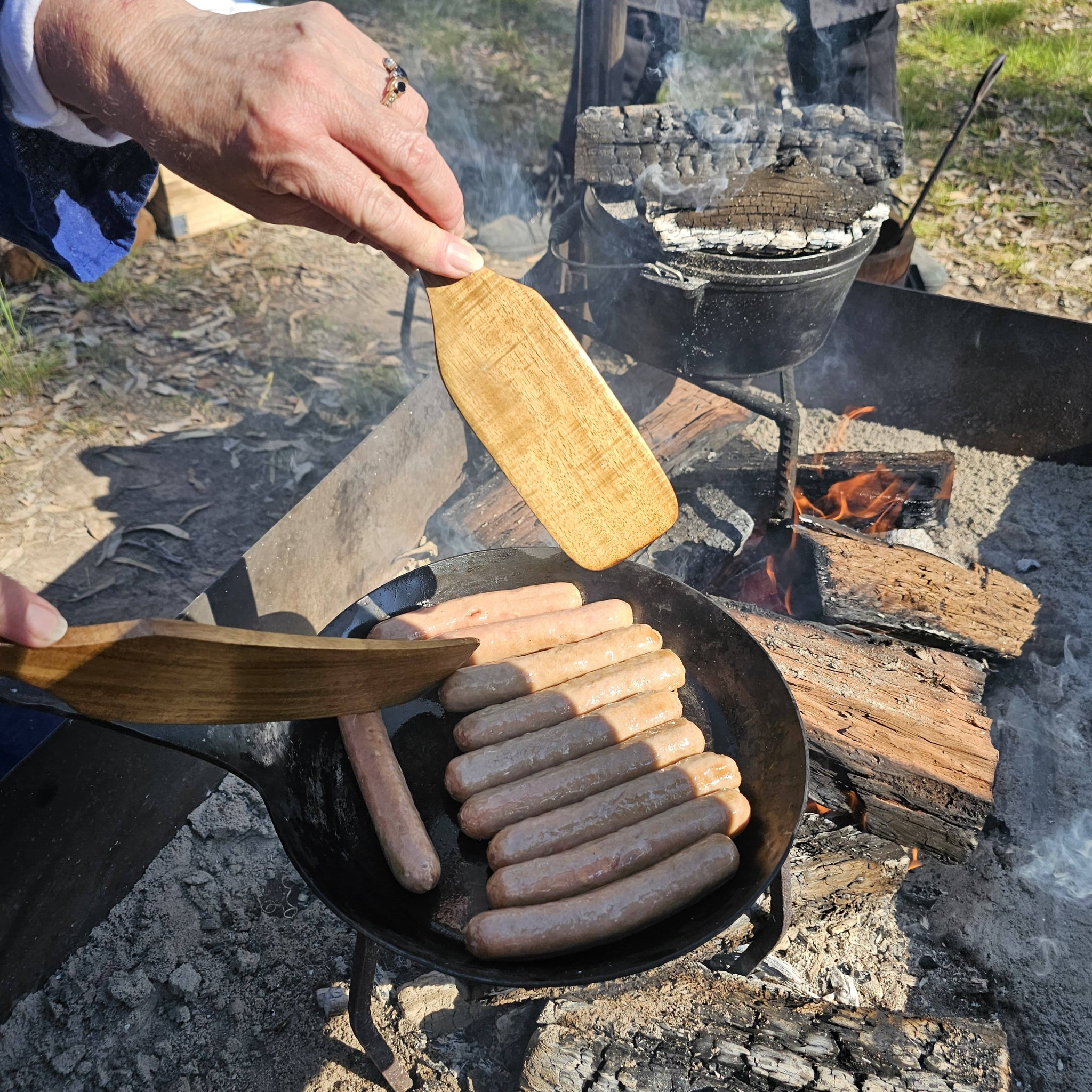 Sausages prepared for camp meal