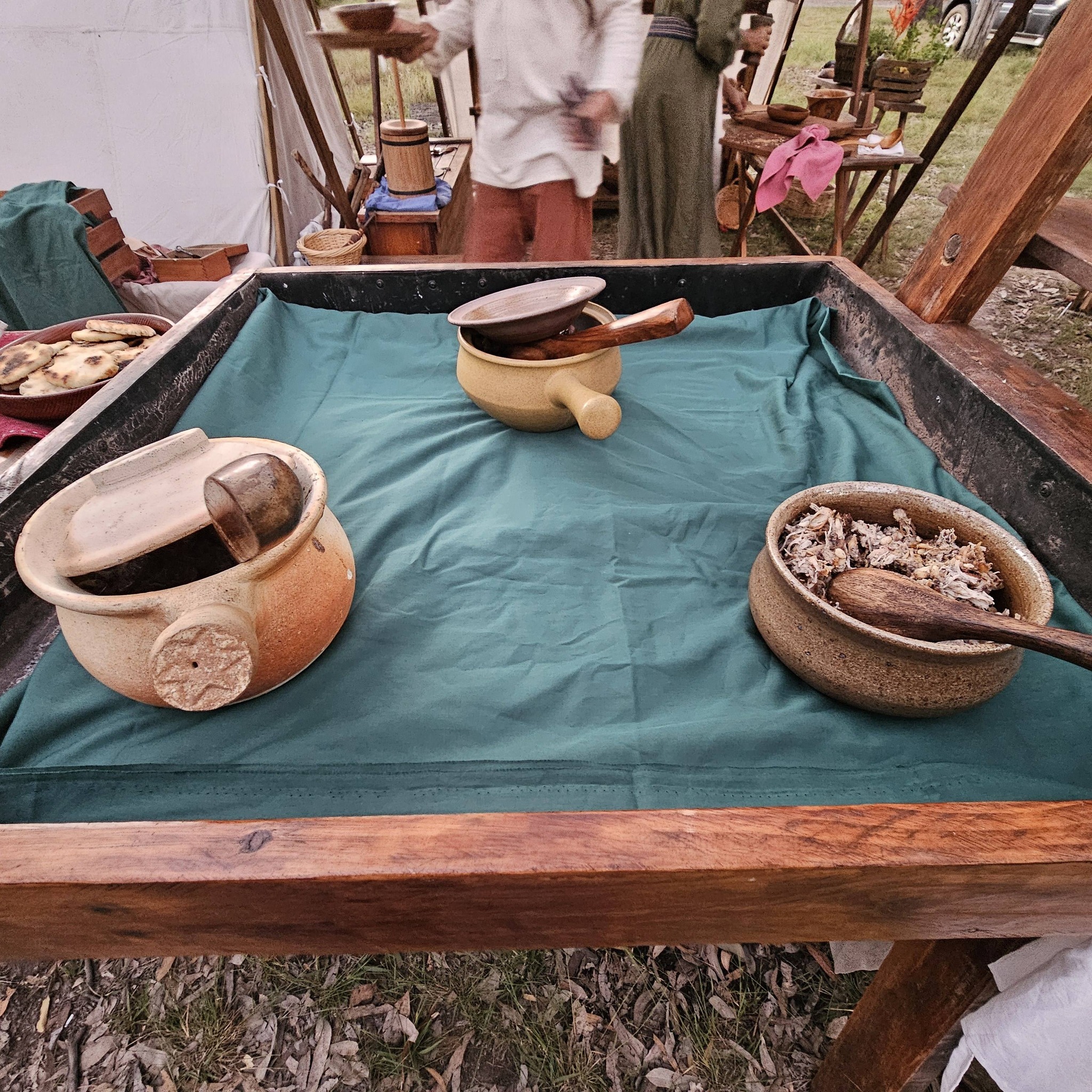 Tasters sampling prepared food