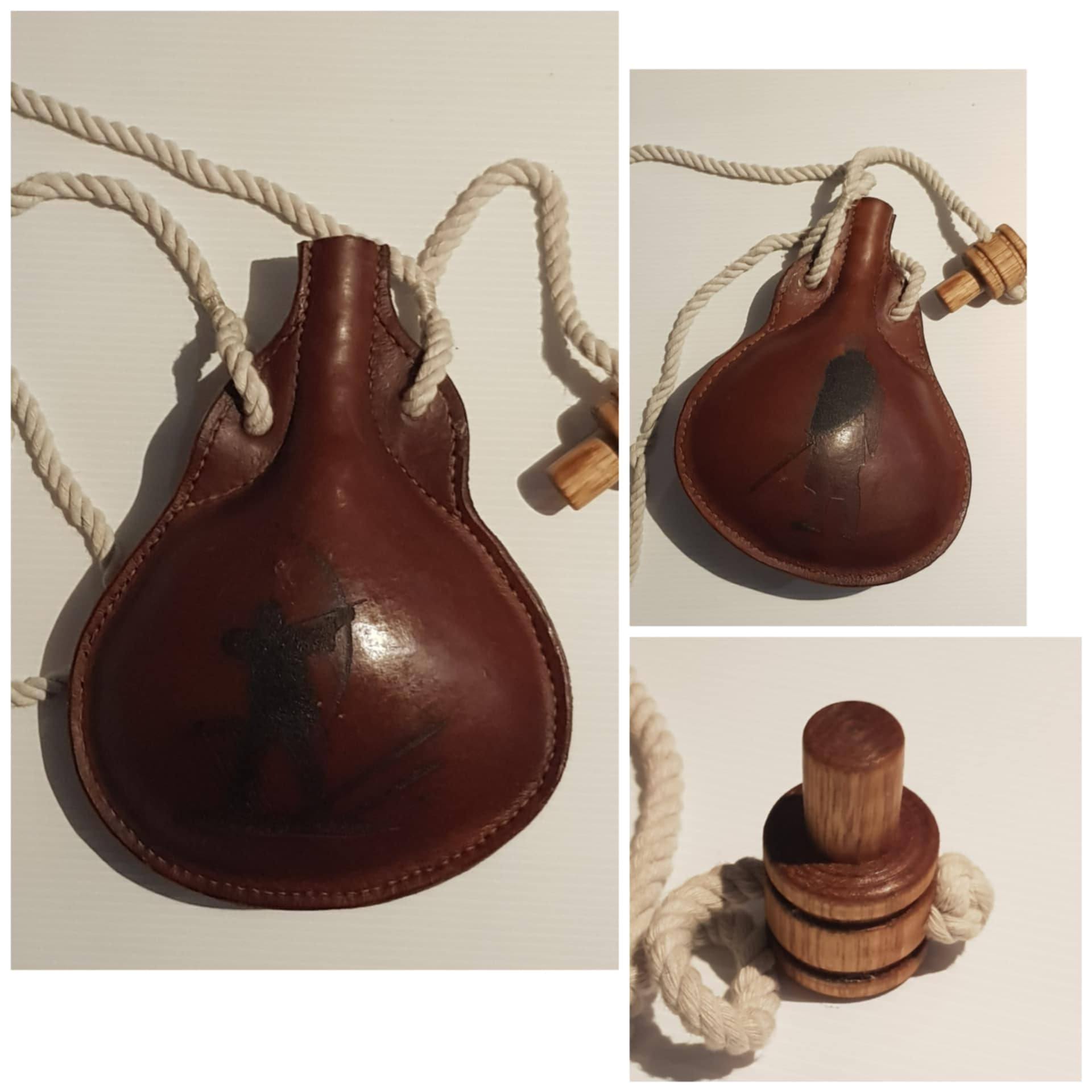 Finished leather costrel